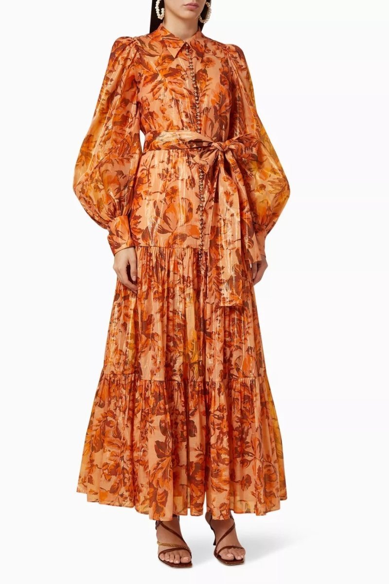 Kelly Printed Balloon Sleeve Maxi Dress Flowering Girl