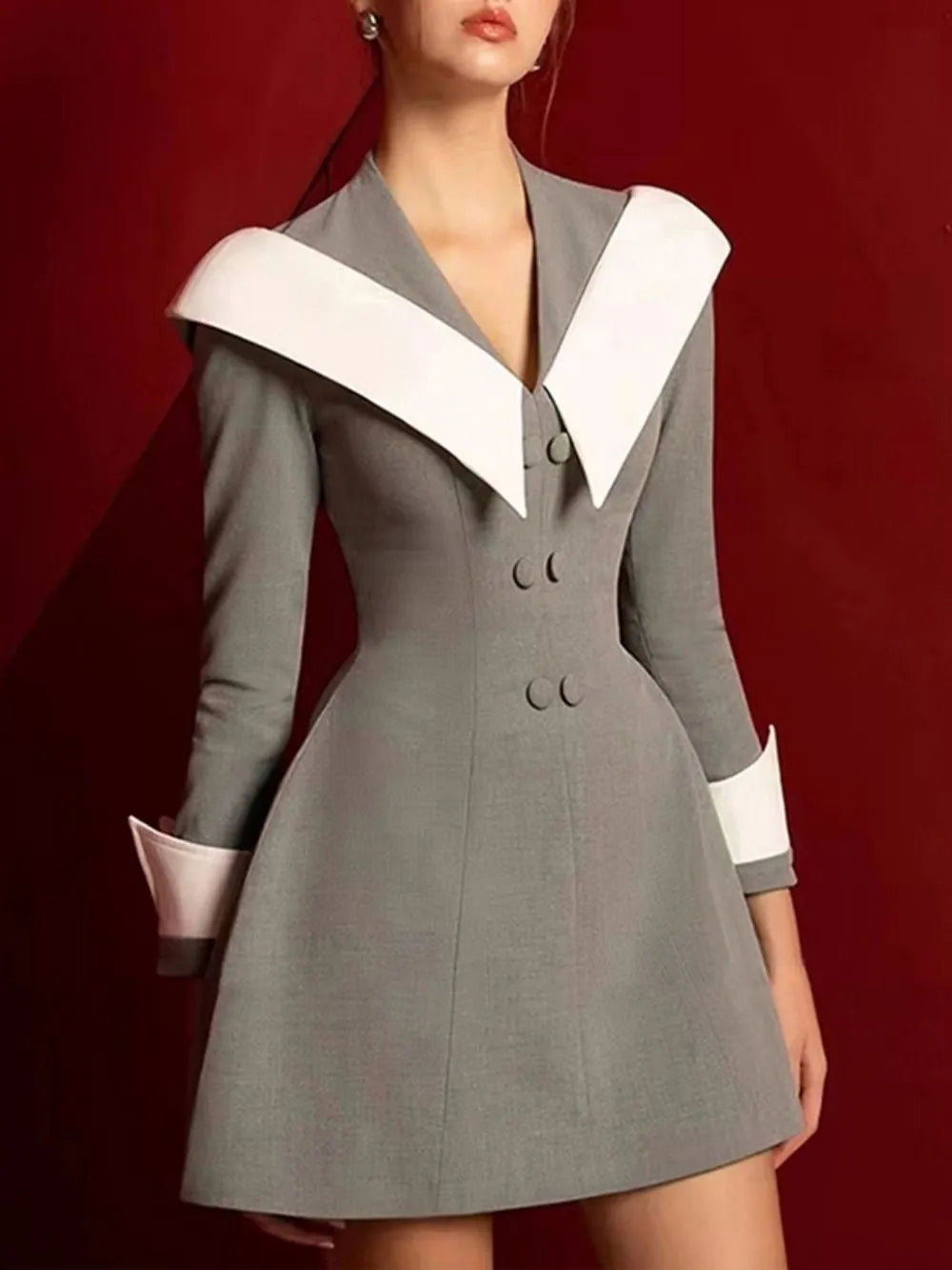 Marcelle Grey Long Sleeve Mini Dress Flowering Girl