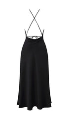 Black Thigh Slit Maxi Dress Flowering Girl