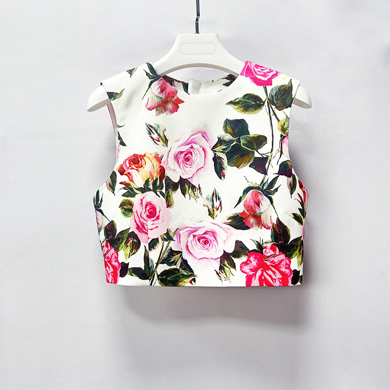 Geo Flower Printed Two-Piece Set Flowering Girl