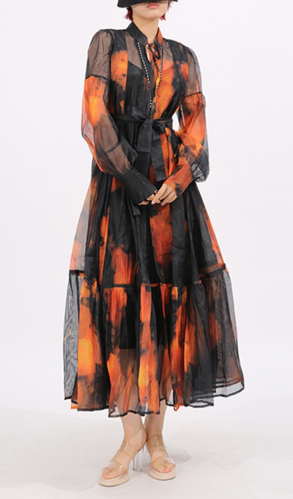 Fumiko Printed Long Sleeve Midi Dress Flowering Girl