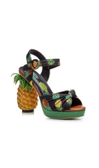 Azhira Pineapple Sandals In Black Flowering Girl