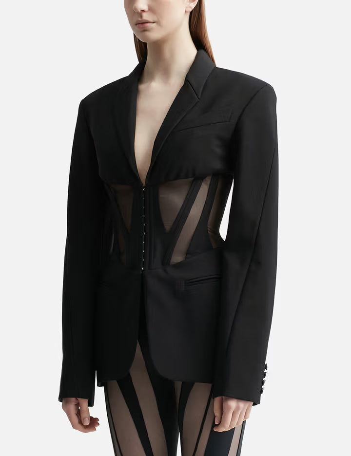 v-neck Corset Jacket in black Flowering Girl