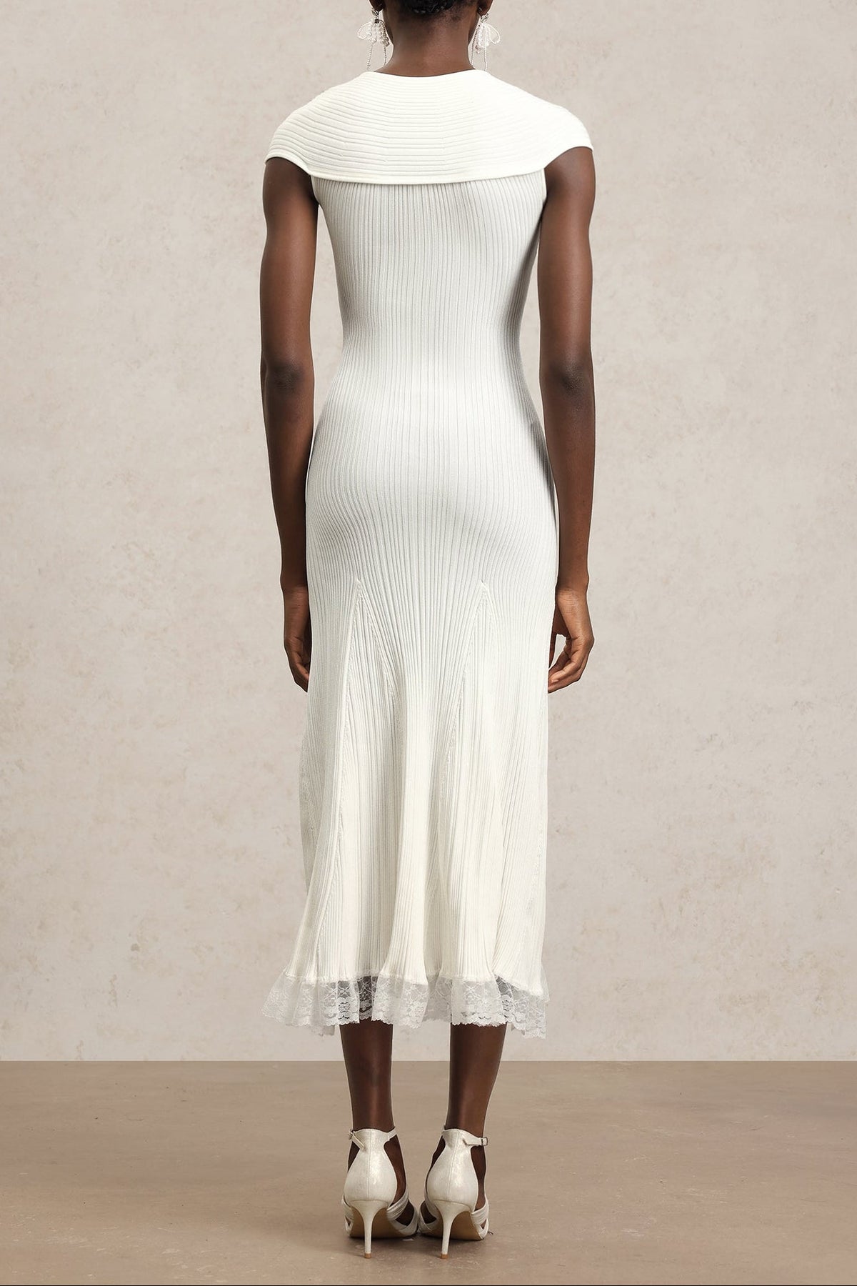 Rcia Sleeveless Lace Hollow Out Bandage Midi Dress Flowering Girl