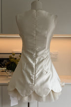 Mini Dress with Rose Appliqués and Bow Detail Flowering Girl