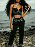 Makbule Black Diamante Two-Piece Set Flowering Girl