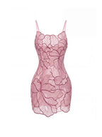 Naryxen Backless Sequin Mini Dress In Pink Flowering Girl