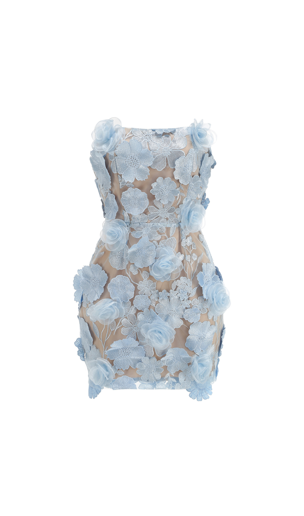 Enya Blue Strapless Flower Mini Dress Flowering Girl