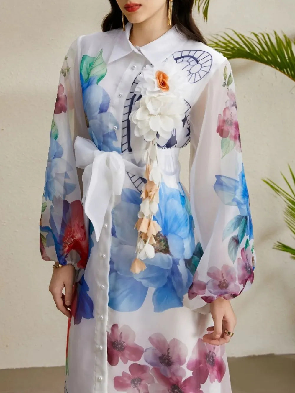 Maru White Printed Maxi Dress Flowering Girl