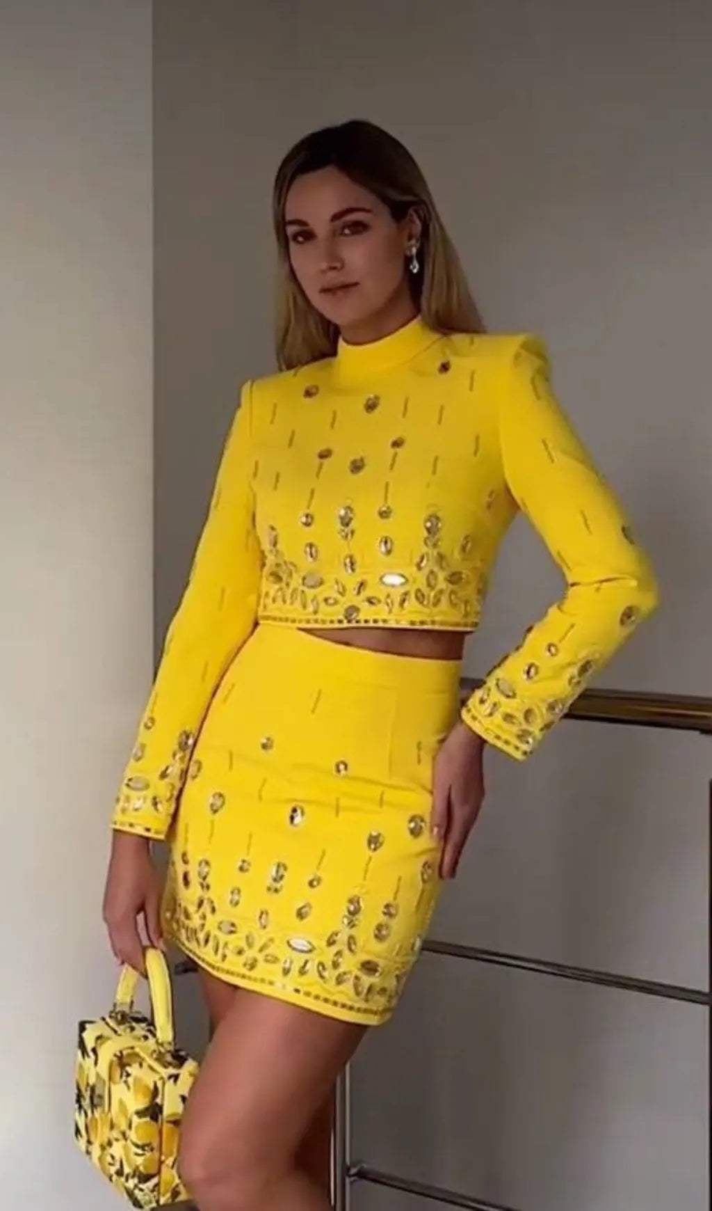 Cordis Crystal Long Sleeve Two-Piece Set Flowering Girl