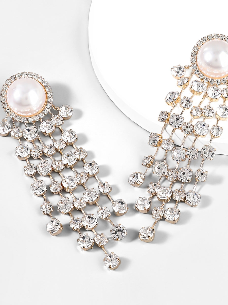 Pearl Crystal Tassel Earrings Flowering Girl