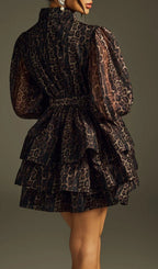 Hazra Folded Collar Printed Mini Dress Flowering Girl
