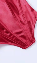 Red Bardot Corset Top Flowering Girl
