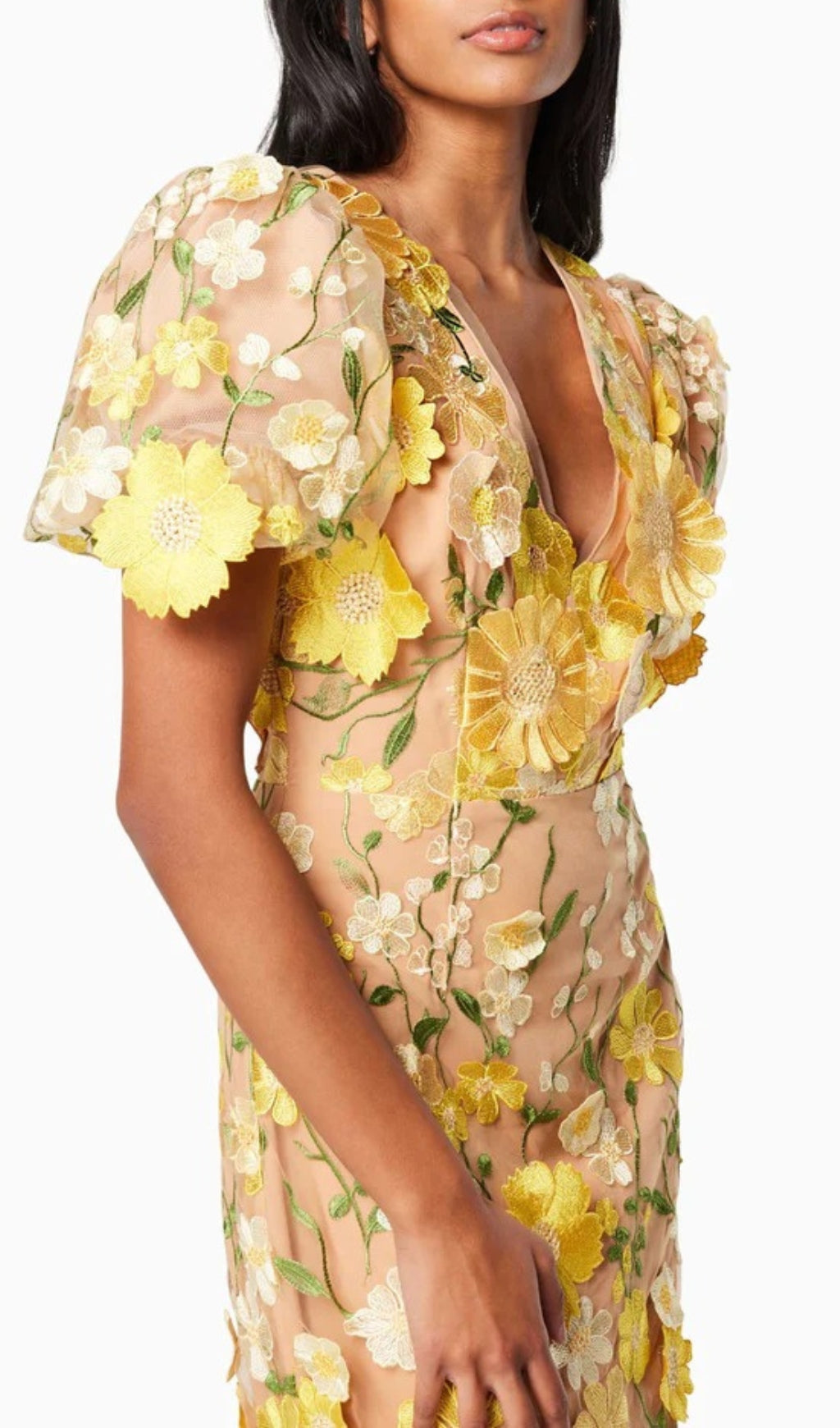 Aliya 3D Flower Midi Dress Flowering Girl