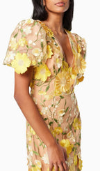 Aliya 3D Flower Midi Dress Flowering Girl