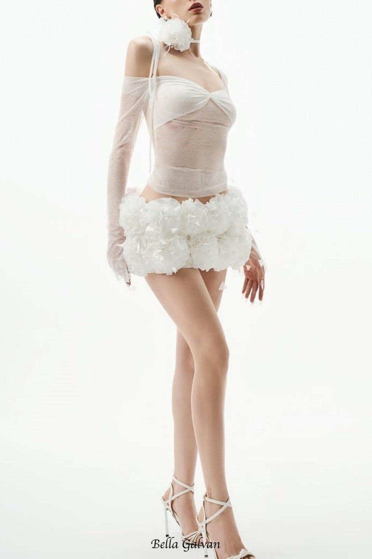 helen Lace Floral Appliqué Two Piece Set in White Flowering Girl