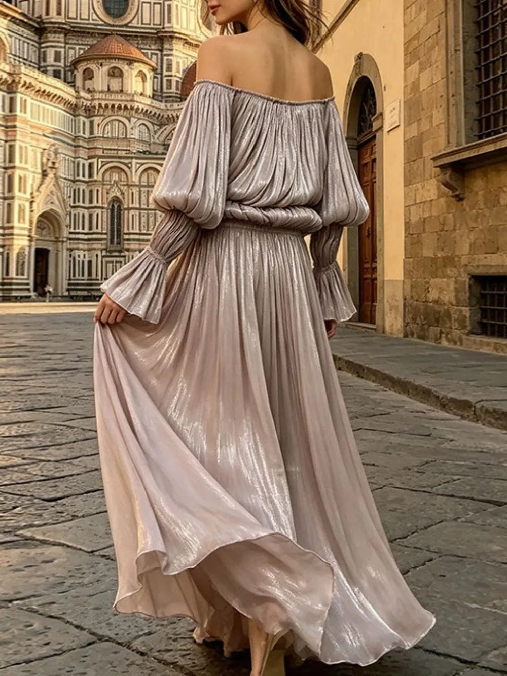 Salyxen Off Shoulder Split Maxi Dress Flowering Girl