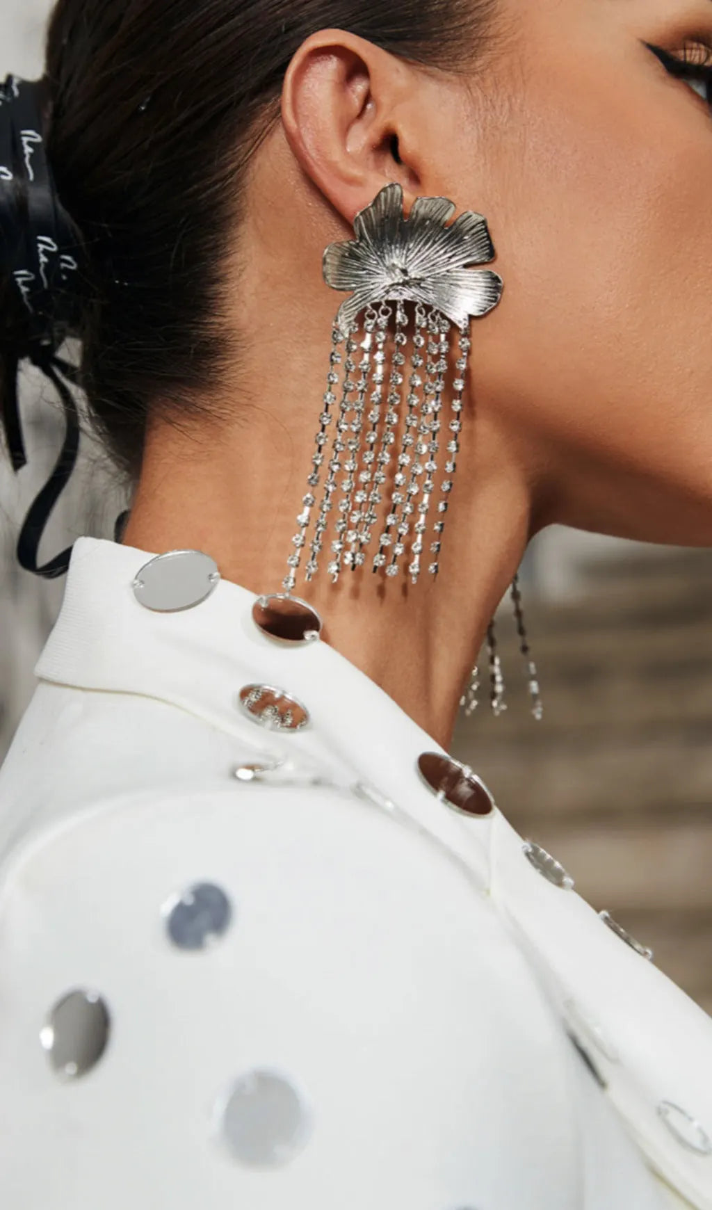 Flower Crystal Fringe Earrings Flowering Girl