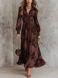 Brown Paisley Zippered Waist Maxi Dress Flowering Girl