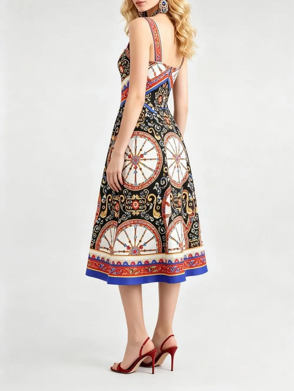 Manami Strappy Printed Midi Dress Flowering Girl