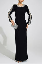 Tiffany Rhinestone Embellished Cutout Maxi Dress - Black Flowering Girl