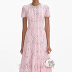 Sequin Floral Lace Midi Dress in pink Flowering Girl