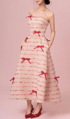 Ganya Strapless Bow Beaded Midi Dress Flowering Girl