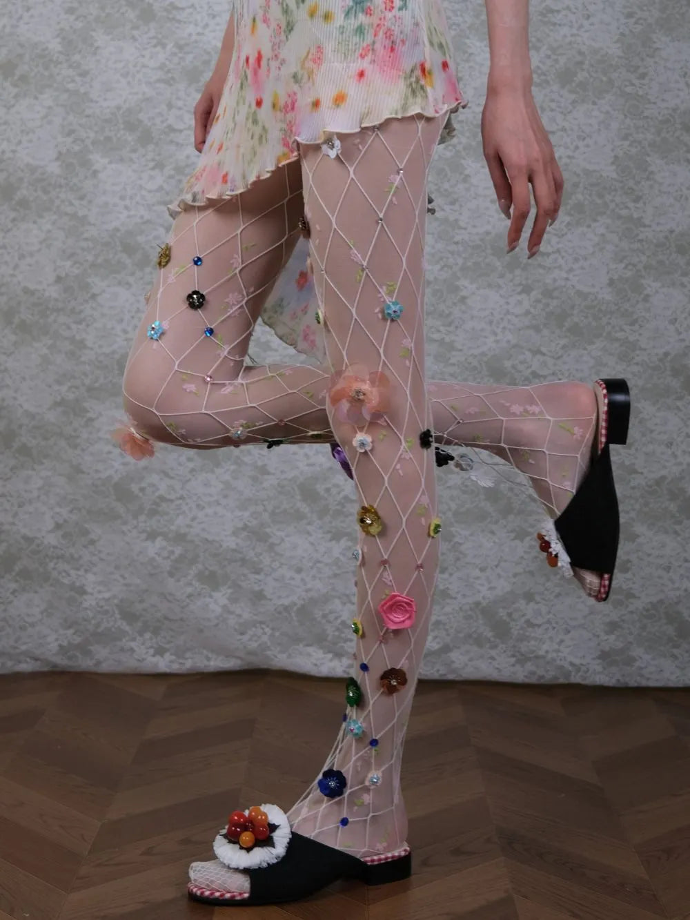 Marsha Flower Embellished Tights Flowering Girl