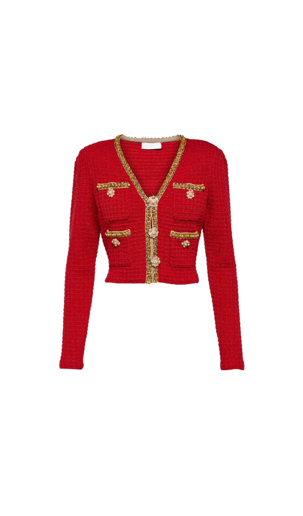 Allura Red Knit V Neck Cardigan Set Flowering Girl
