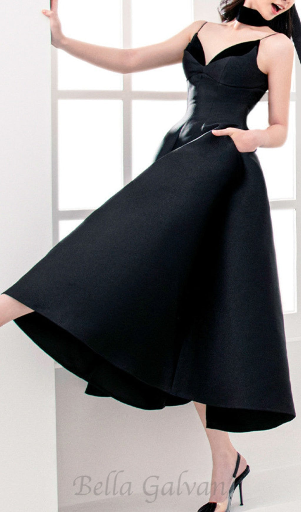 patchwork midi dress in black Flowering Girl
