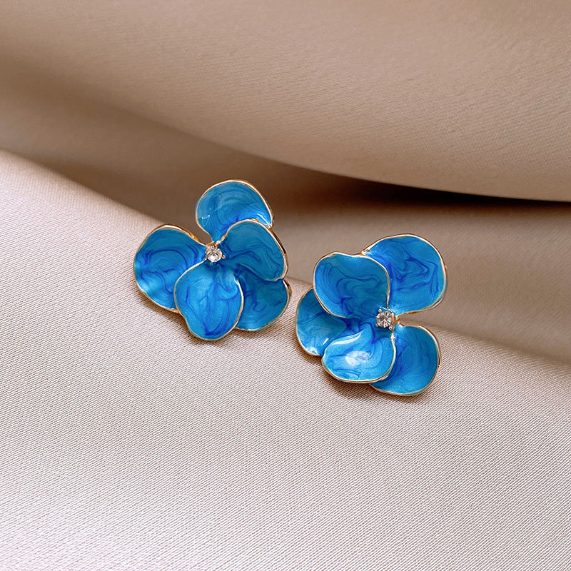 Derick Blue Flower Earrings Flowering Girl