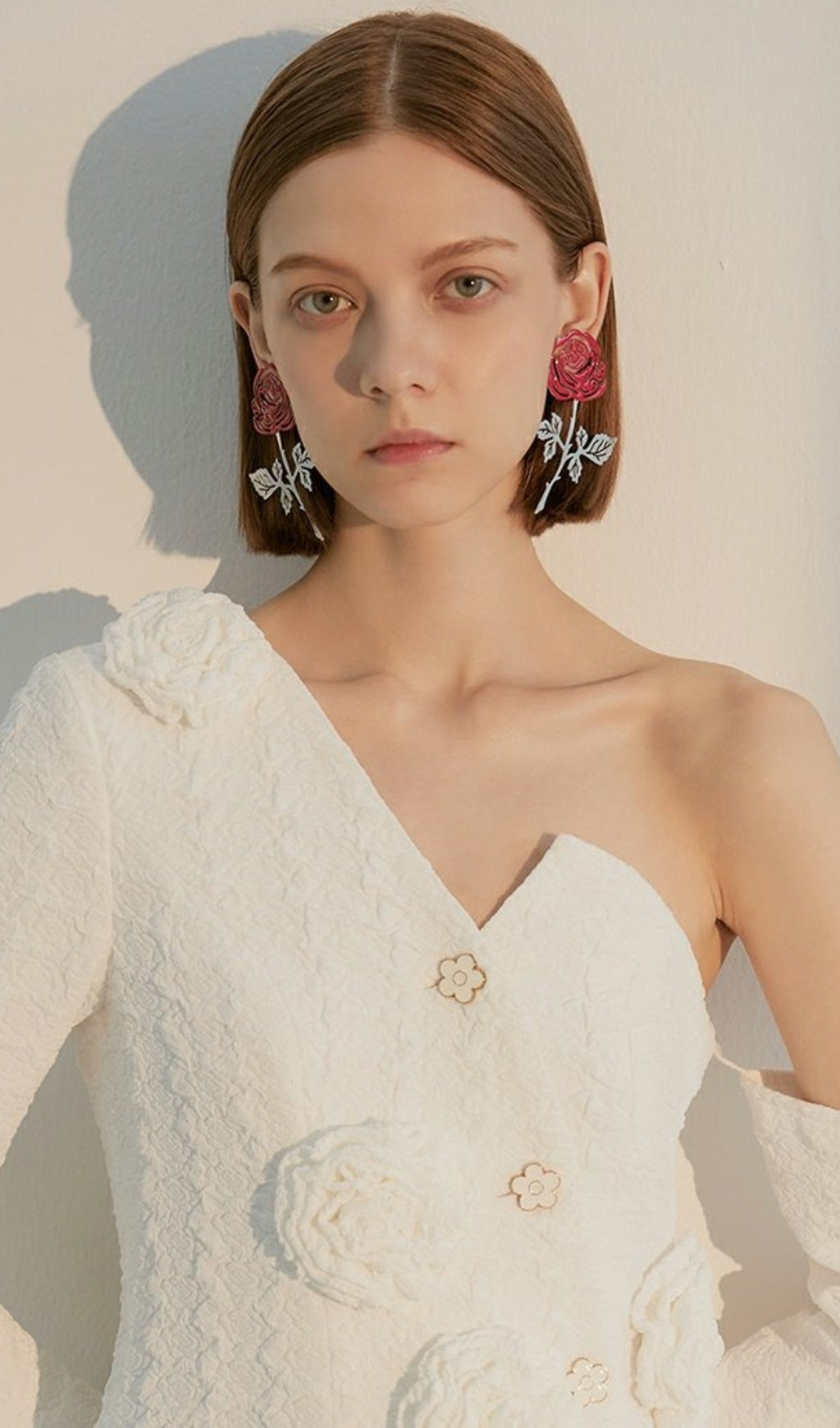 Arkadiy Rose-Colored Flower Alloy Earrings Flowering Girl