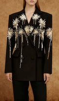 Hibah Black Firework Embroidery Blazer Flowering Girl