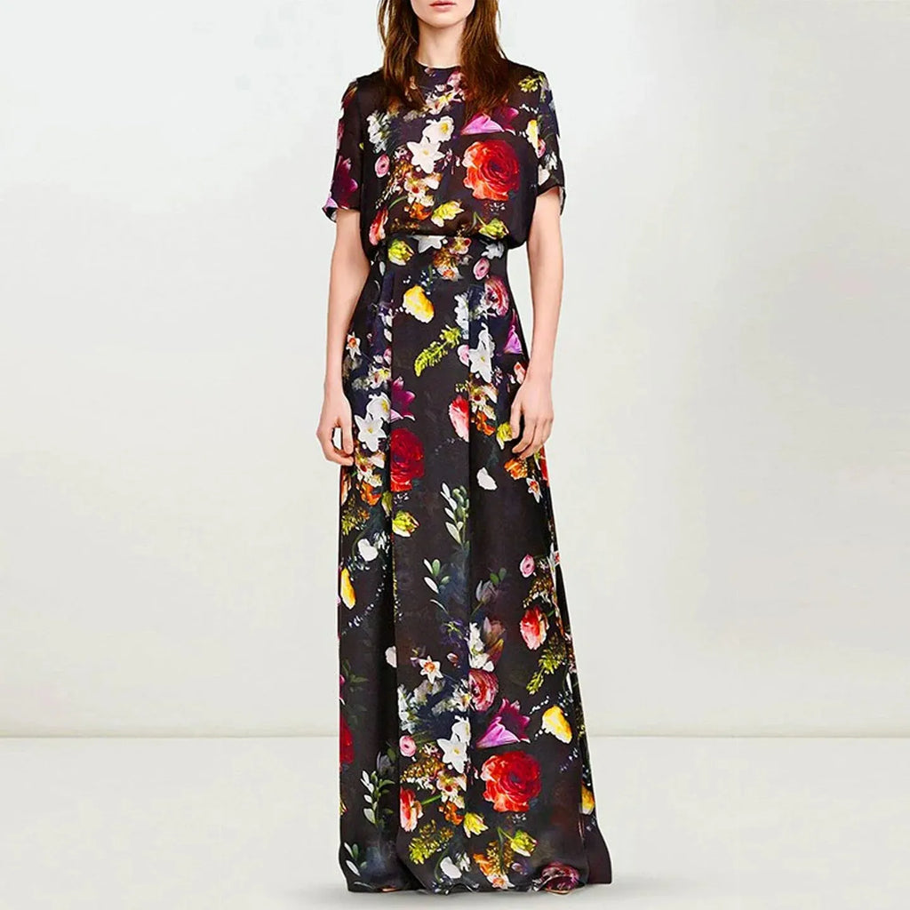 Floral Short Sleeve Maxi Dress Flowering Girl