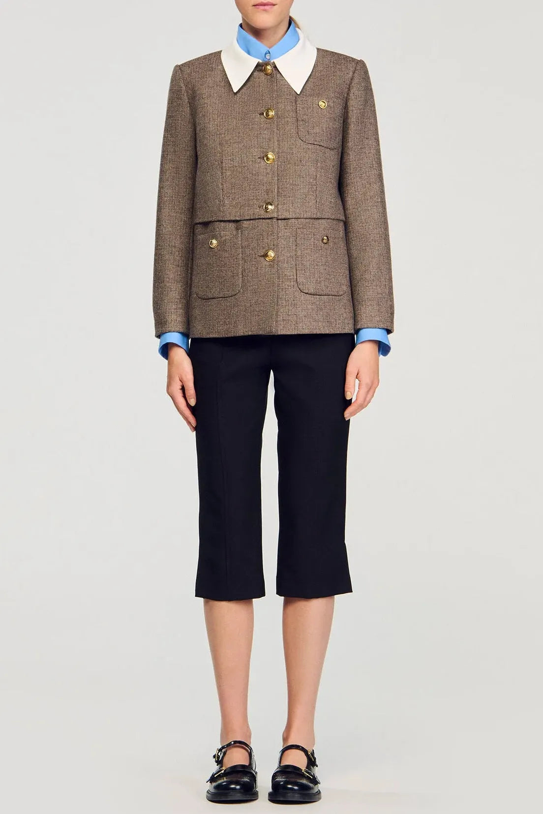Setlla Houndstooth Suit Jacket In Brown Flowering Girl