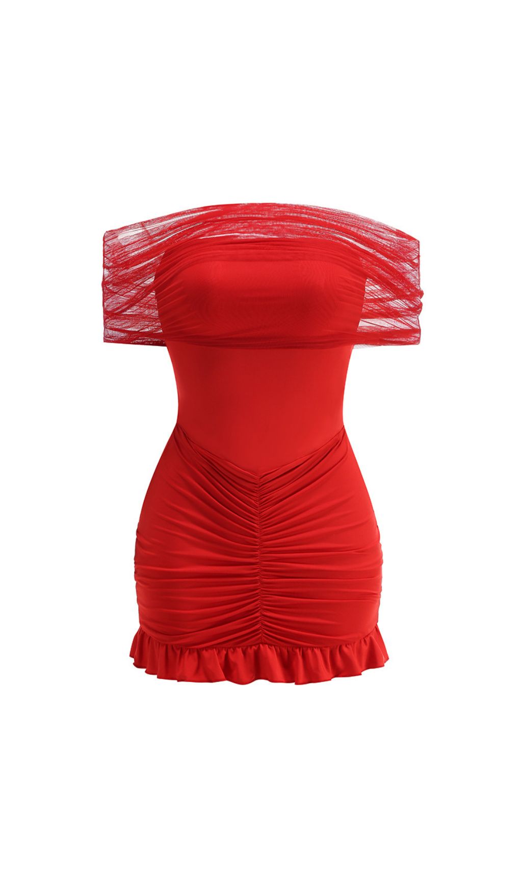 Fariha Red Ruched Mini Dress Flowering Girl