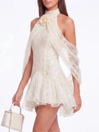 Tavriel Lace Sequin Flower Mini Dress Flowering Girl
