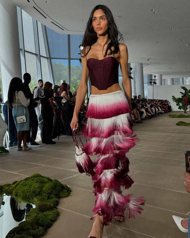 ashley Gradient Fringe Corset Two Piece Bandage Set Flowering Girl