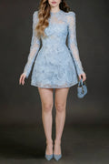 Floral And Ramage Embroidery Midi Dress In Blue Flowering Girl