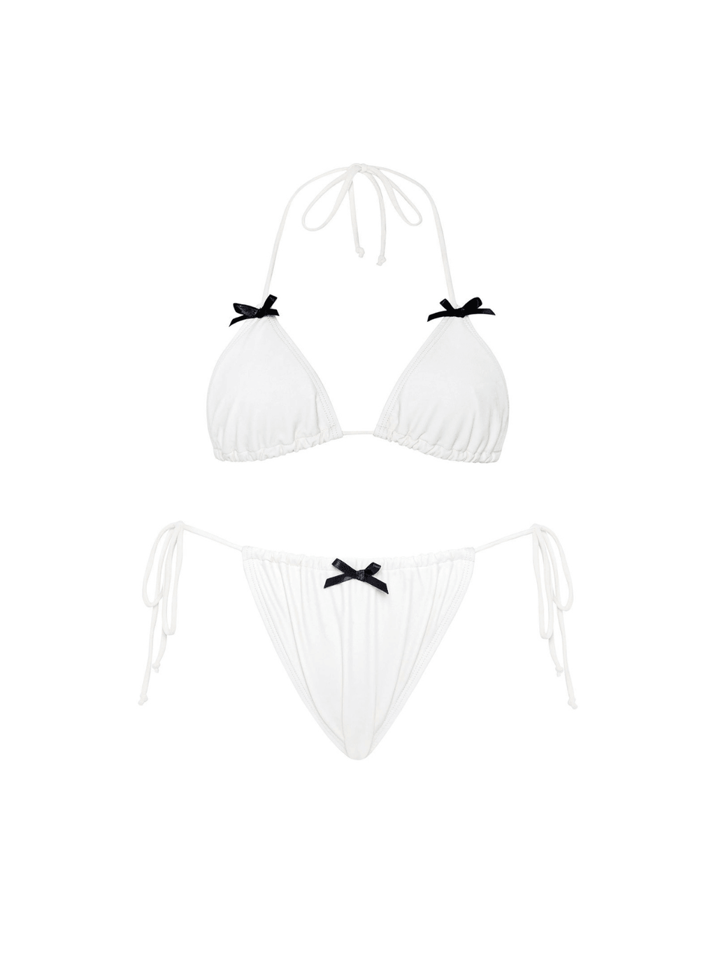 Brako Bow Bikini Two Piece Set In White Flowering Girl
