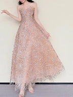 Masayo Strapless Bling Maxi Dress Flowering Girl