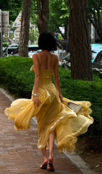 Madilyn Yellow Strappy Maxi Dress Flowering Girl