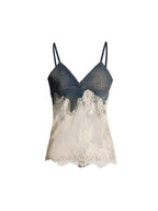 Denim & Lace Cami Top & Capri Pants Two Piece Set Flowering Girl