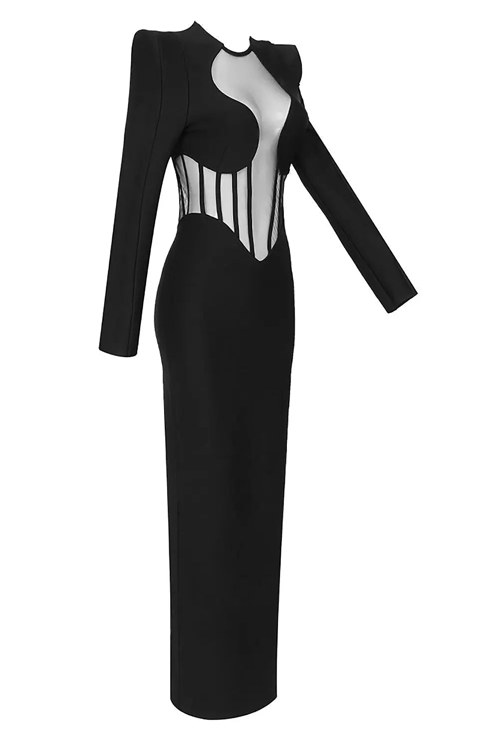 Black Mesh Corset Detail Bandage Long Dress Flowering Girl