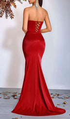 Joanie Strapless Sequin Ruched Maxi Dress Flowering Girl