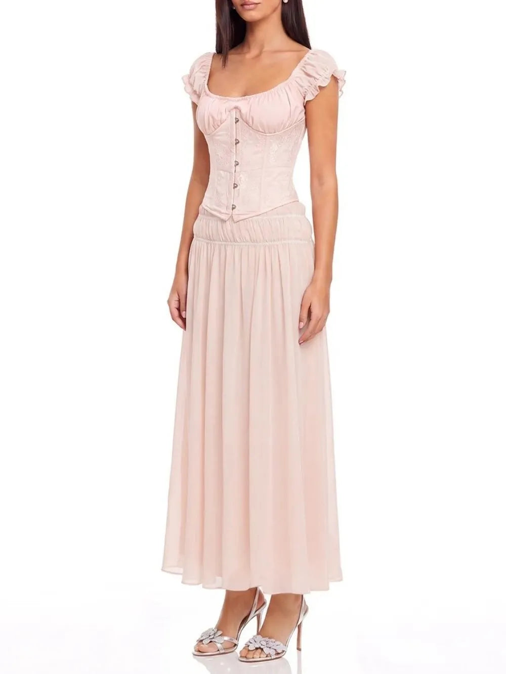 Aida Off Shoulder Ruched Skirt Set Flowering Girl