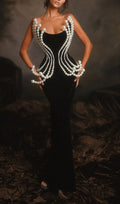 Debra Black Strapless Pearl Maxi Dress Flowering Girl