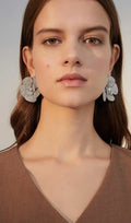 Assumpta Silver Five-Petal Rhinestone Earrings Flowering Girl