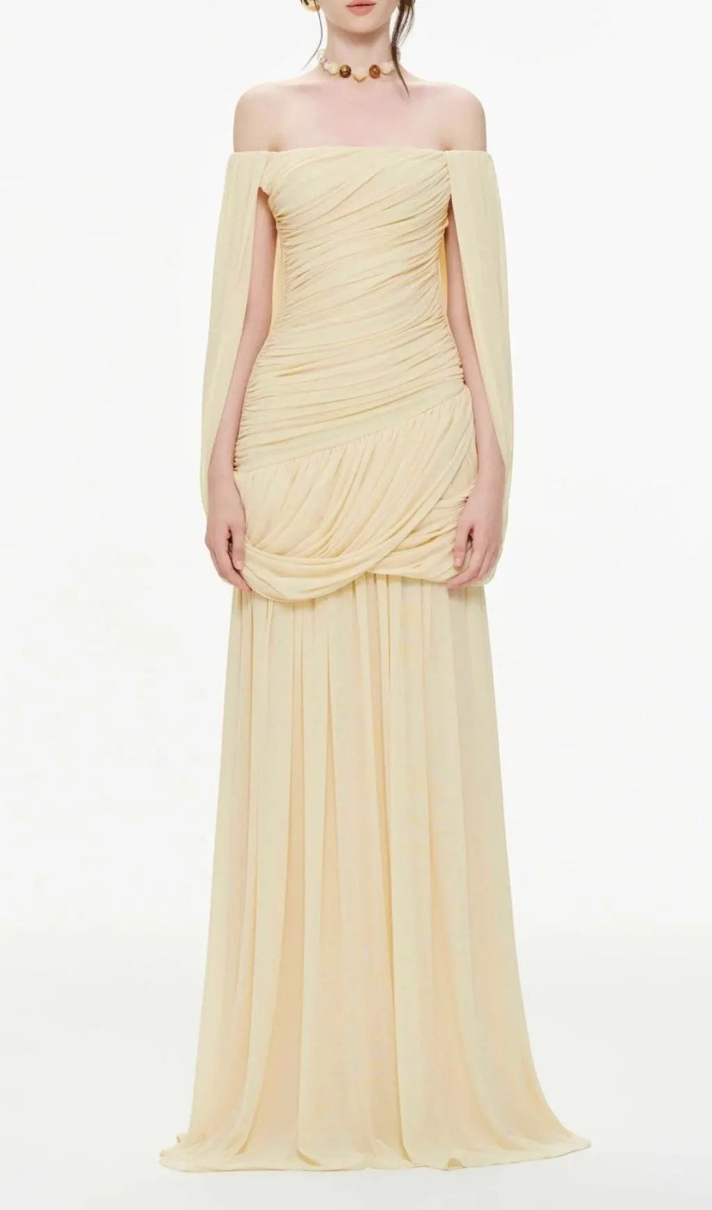 Kelsy Ruched Off-Shoulder Maxi Dress Flowering Girl