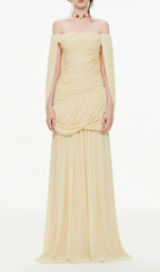 Kelsy Ruched Off-Shoulder Maxi Dress Flowering Girl